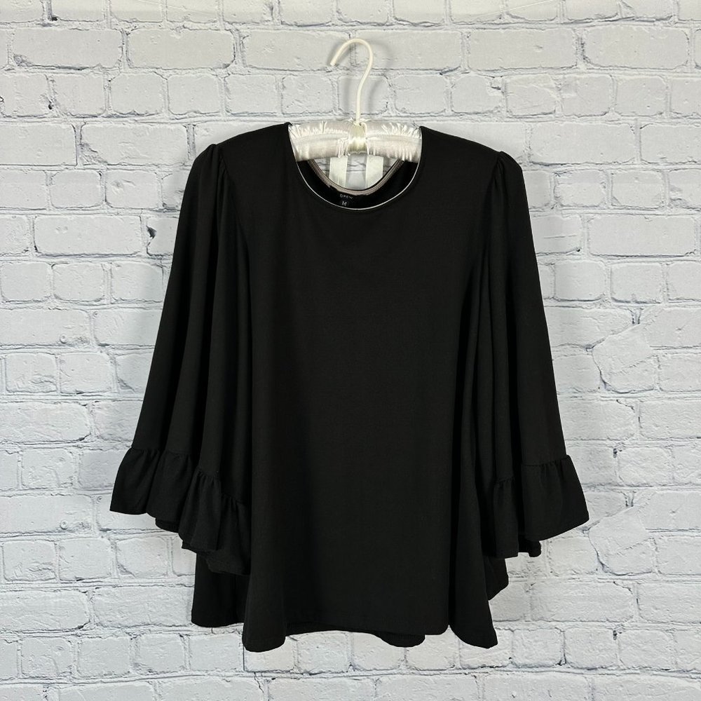 DREW Women's Bell Flutter 3/4 Sleeve Top‎ Blouse, Size Medium, Black